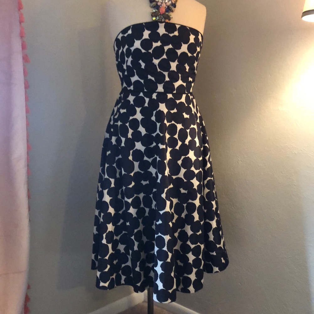 Strapless J crew polka dot dress